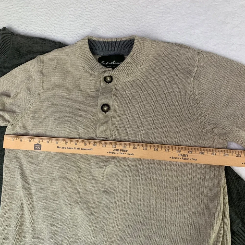 LOT OF 2 Eddie Bauer Henley Sweater Mens TXL Tall 100% Combed Cotton Pullover - Picture 6 of 8